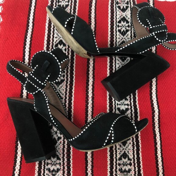 Tabitha Simmons Block Heel Black & White Sandals 9 - Picture 5 of 14